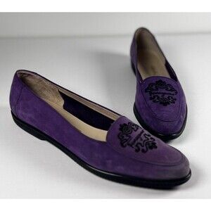 Salvatore Ferragamo Boutique Shoes Women Size 8.5 A Suede Embroidered Loafers